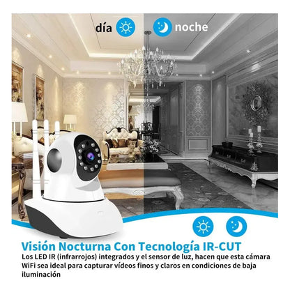 Camara Seguridad Wifi Ip Inalambrica 3 Antena Motorizada Blanco