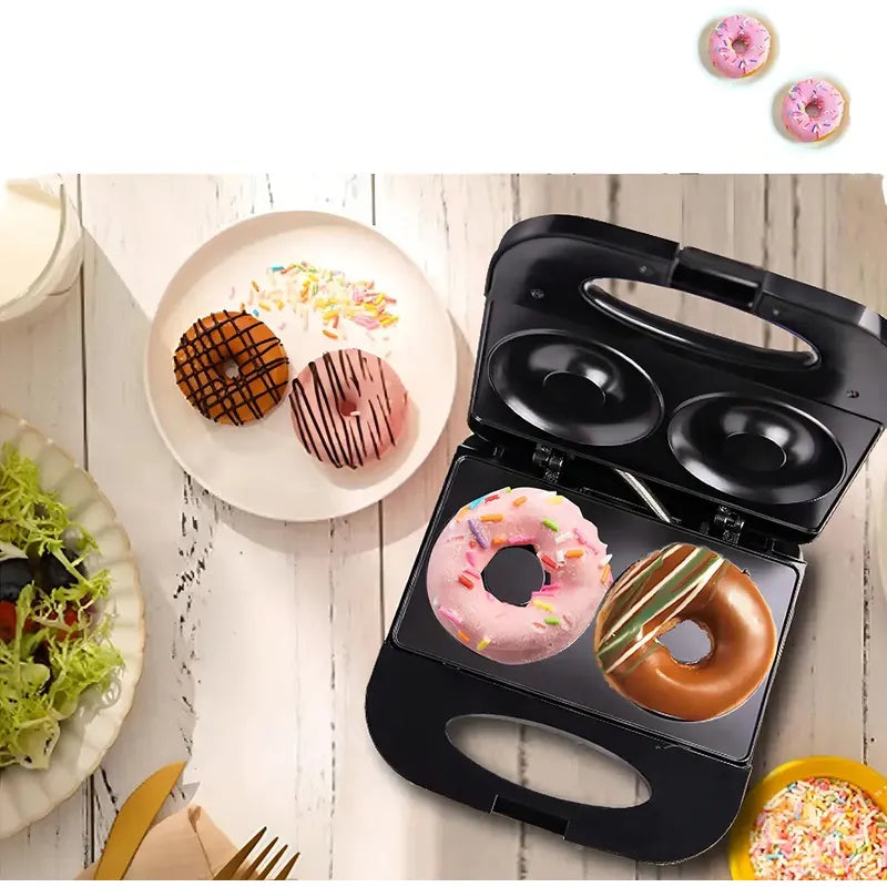 Máquina Para Donas Figostore Con 2 Espacios Grandes Y Antiadherente Negro