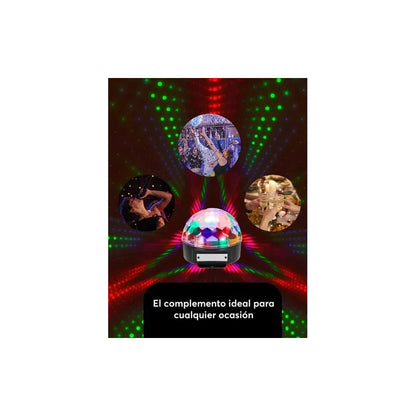 Bola Disco Espejada 18 Cm Con Luces Rítmicas Fiesta  X2