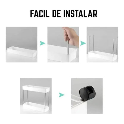 Carrito Organizador 4 Niveles Delgado Blanco  Blanco