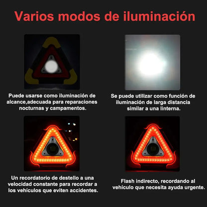 Triángulo De Seguridad Figo Con Luces Led Solares Y Soporte Para Camioneta