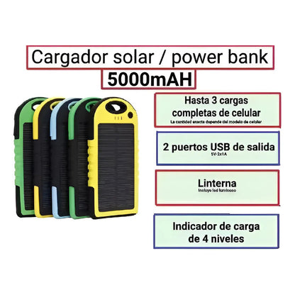 Cargador Solar Genérico Para Móviles Portátil Usb Variado