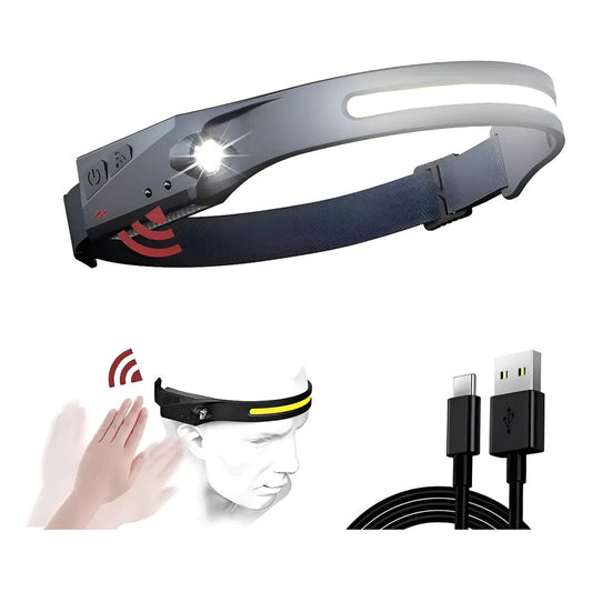 Linterna Frontal Led Brillante Luz Camping Lampara De Cabeza Blanco Frío Negro