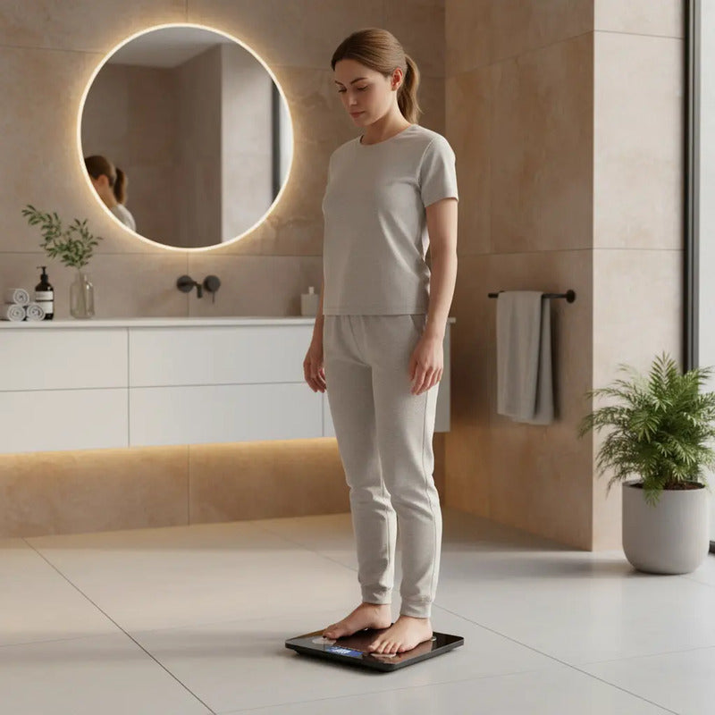 Pesa Balanza Digital Arca Bluetooth Baño Con App Negro Vidrio Hasta 180kg