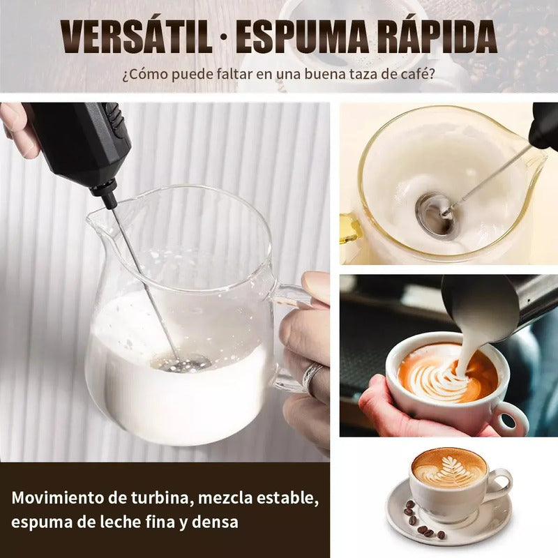 Mini Batidor Revolvedor De Café Espuma Huevo Recargable Negro