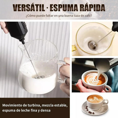 Mini Batidor Revolvedor De Café Espuma Huevo Recargable Negro