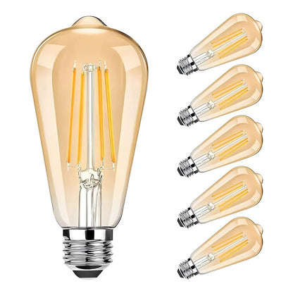 Ampolleta Pack X5 Retro Led Vintage Luz Calida 4w Amarillo