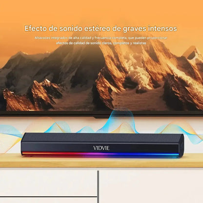 Barra De Sonido Inalambrica Rgb Bluetooth Parlante Pc Tv Negro