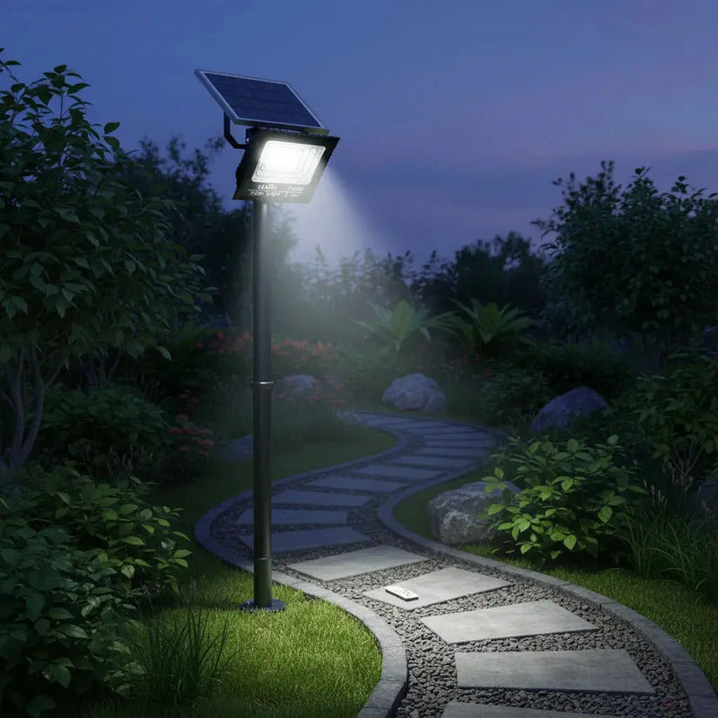 Reflector Solar 300w Calle Jardin Lampara Led Alta Potencia Panel Figoimport Negro Blanco Frío