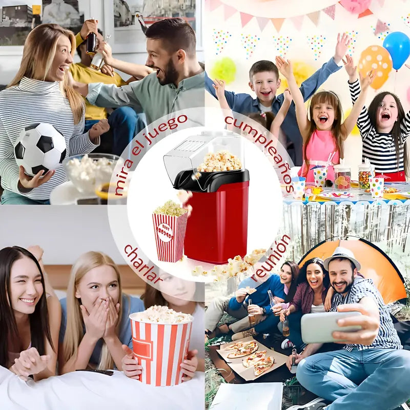 Máquina Para Palomitas De Aire Caliente Roja, 1200w, Para Fiestas Y Noches De Cine Rojo