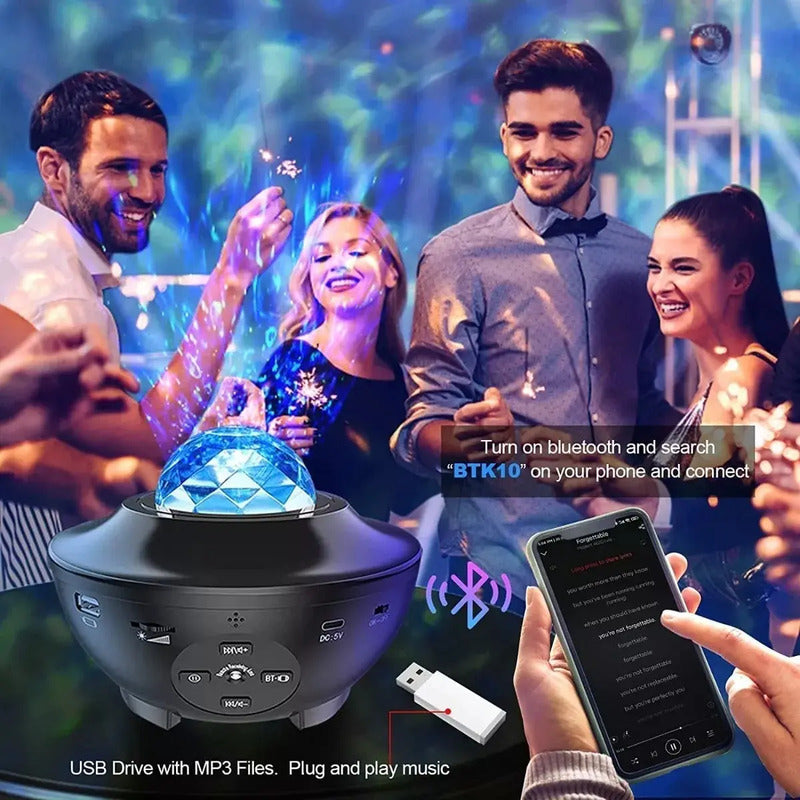 Proyector Galaxia Estrellas Universo Con Bluetooth  Negro