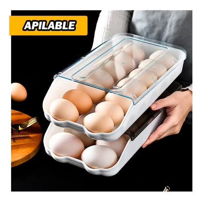 Pack X2 Bandeja Organizadora Porta Huevos Apilable Blanco