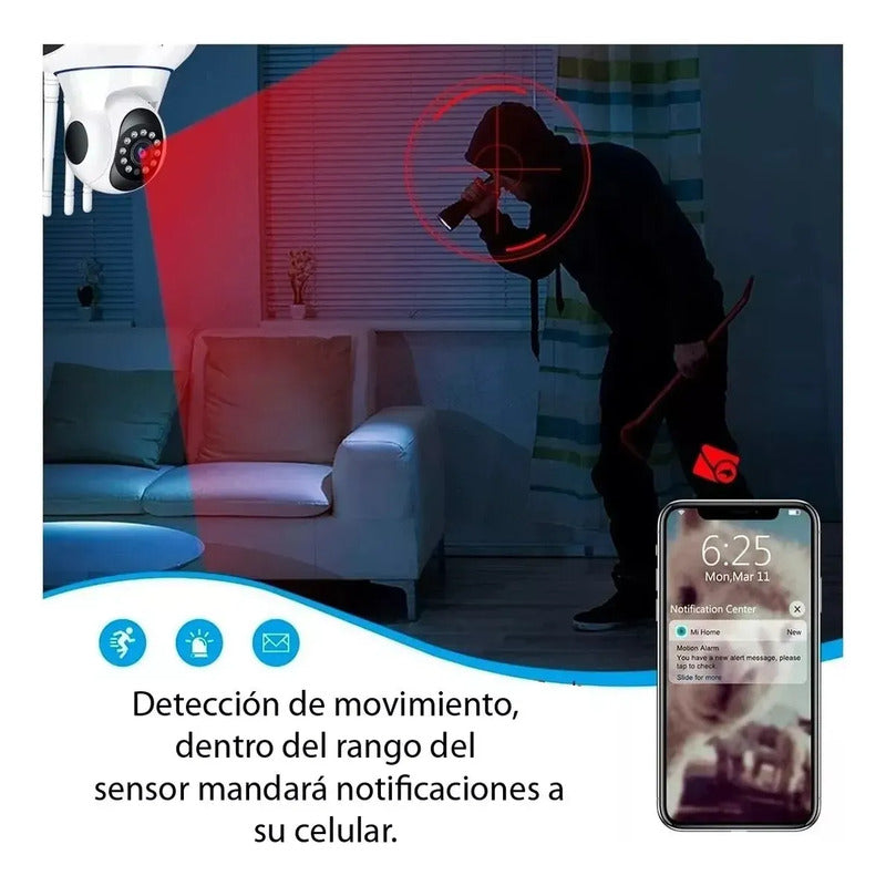 Camara Seguridad Wifi Ip360 Infrarrojo X2 3 Antena 1080p Blanco