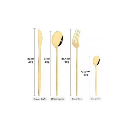 Cubiertos Servicios Set De 24epcs Acero Inoxidables Oro Dorado