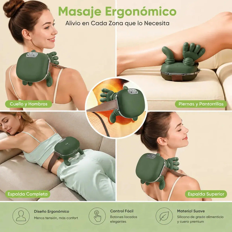 Masajeador Cervical Electrico Termico Cuello Espalda Hombro Verde Oscuro