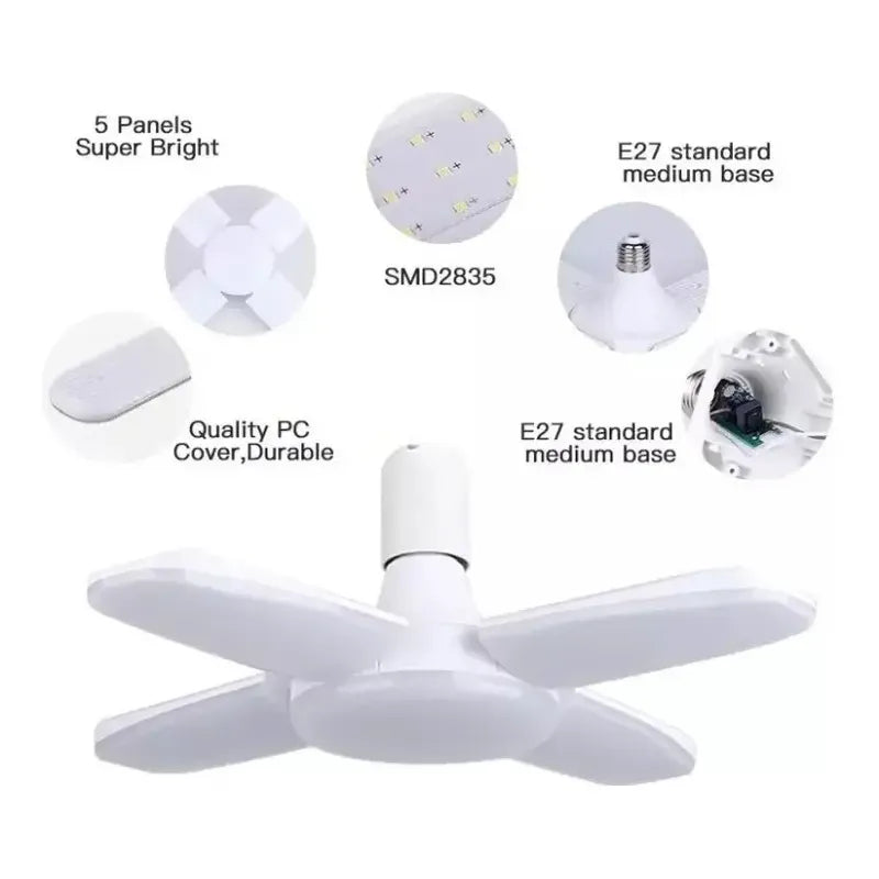 Ampolleta Led 28w Angulo Ajustable 4 Aspas Blanco Frío