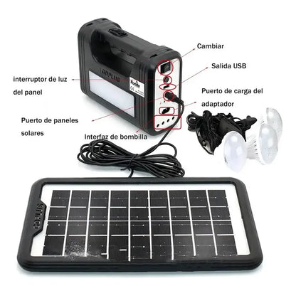Sistema Iluminación Solar Casa 3 Ampolletas Led 12w Blanco