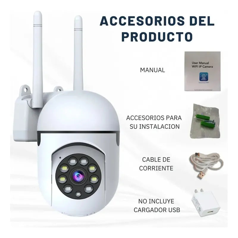 Cámara De Seguridad Domo Wi-fi Exterior/interior 360° Con Visión Nocturna Y Audio Bidireccional Full Hd Blanco