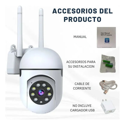 Cámara De Seguridad Domo Wi-fi Exterior/interior 360° Con Visión Nocturna Y Audio Bidireccional Full Hd Blanco