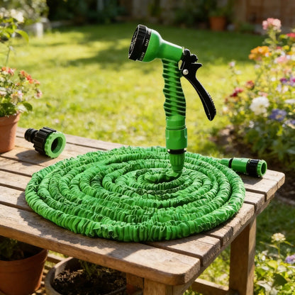 Manguera Retráctil Expandible Magic Hose 45m Verde Jardín Conecta Pitón Verde