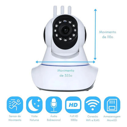 Camara Ip Wifi Hd 360° Visión Nocturna Pack X2 Blanco