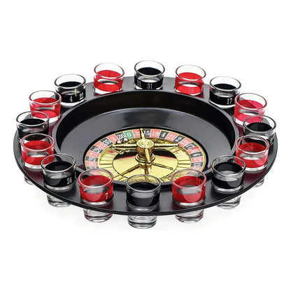 Juego De Ruleta De Vidrio Para Shots Con 16 Vasos Y 2 Bolas  Ideal Para Fiestas