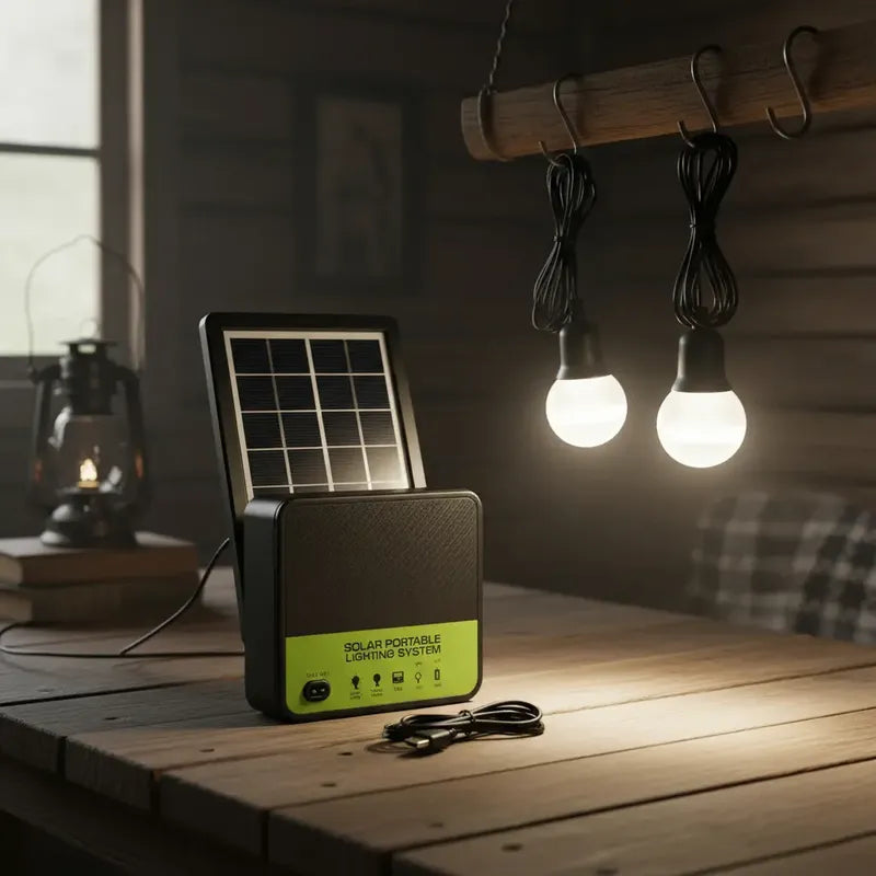 Luz De Emergencia Solar Irm 2 Ampolletas Panel 2a Negro