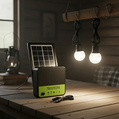 Luz De Emergencia Solar Irm 2 Ampolletas Panel 2a Negro