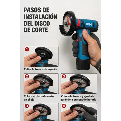 Mini Amoladora Angular Inalámbrica 12v Con 2 Baterías Y Velocidad Regulable Azul Marino 60hz
