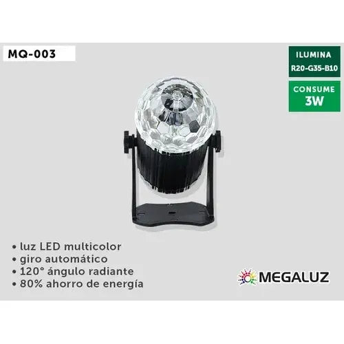 Mini Bola Disco LED RGB Giratoria Decorativa Multicolor Fiestas FIGGOS