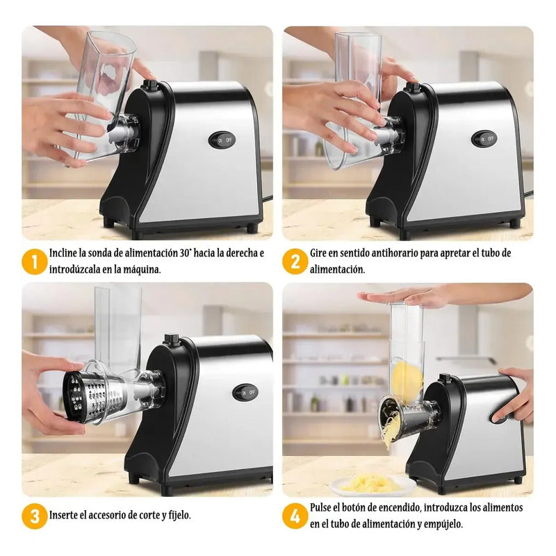 Rallador Eléctrico Cortador De Verduras Utensilios De Cocina Negro