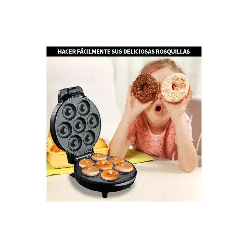 Máquina De Mini Donas Y Mini Waflera Figoimport, Eléctrica, Para 7 Postres, Antiadherente Negro