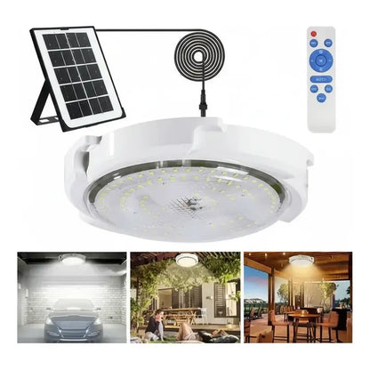 Luz De Techo Redonda Para Exteriores Solar 500w Con Sensor Blanco