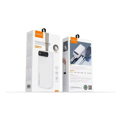 Powerbank Vidvie 30000 Mah Cargador Portatil Viaje Premium Blanco