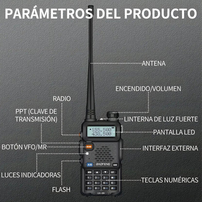 Walkie Talkie Baofeng Uv-5r Largo Alcance 10km 128 Canales Negro