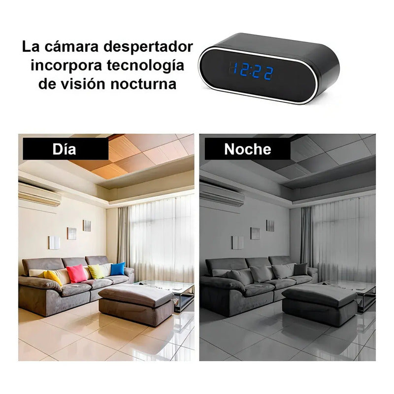 Reloj Despertador Cámara Oculta 1080 Wifi Detecta Movimiento