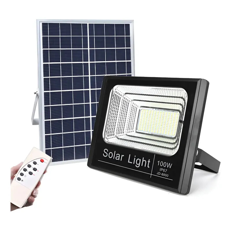 Foco Solar Led 100w Con Control Remoto Exteriores