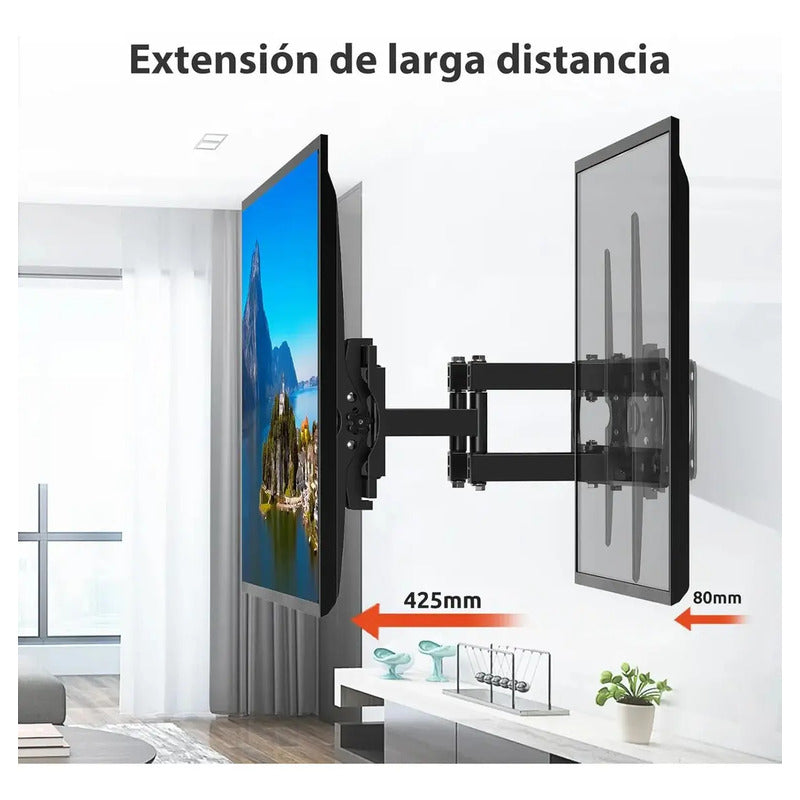 Figoimport Soporte De Pared Para Tv De Dos Brazos Articulados Que Se Adapta A La Mayoría De Televisores Led, Lcd, Oled De Pantalla Plana, Inclinable De Movimiento Completo Giratorio Figo Store Negro