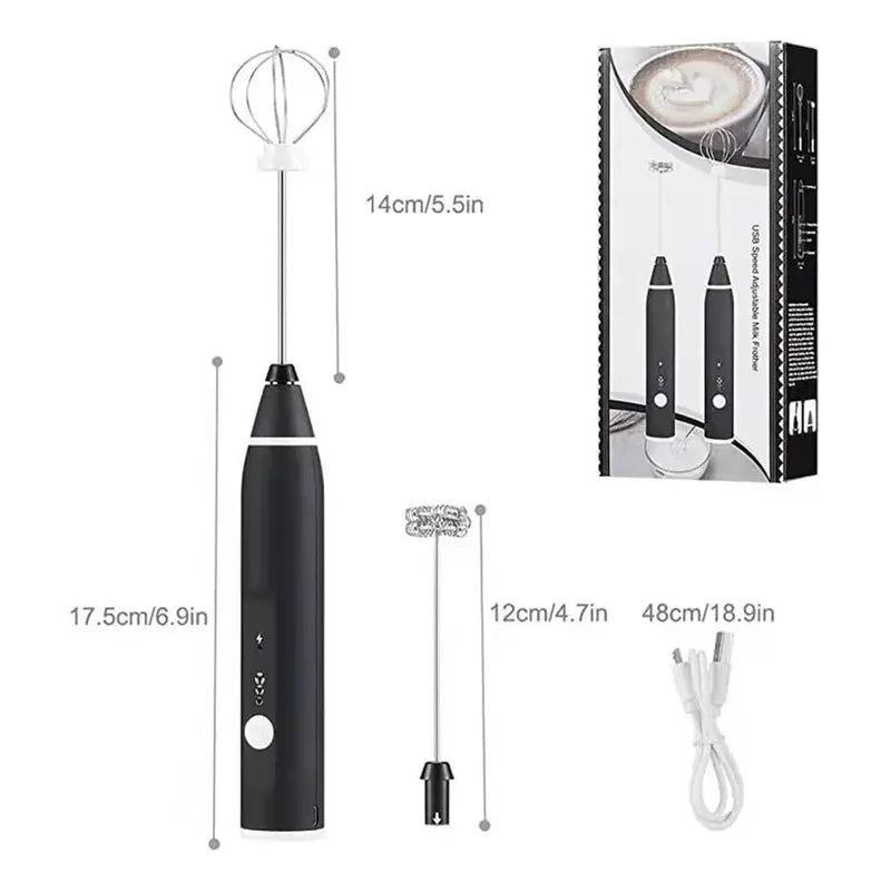 Mini Batidor Revolvedor De Café Y Espuma Leche Recargable Color Negro-228094-262242 B45