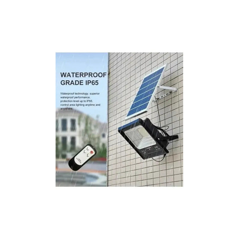 Foco Solar 200w Qp Negro Con Sensor Movimiento Montable Exterior