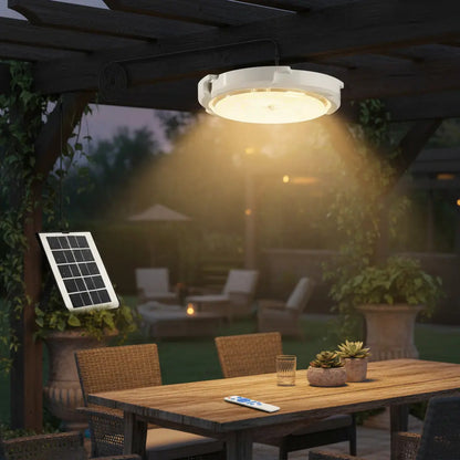 Luz De Techo Redonda Para Exteriores Solar 500w Con Sensor Blanco