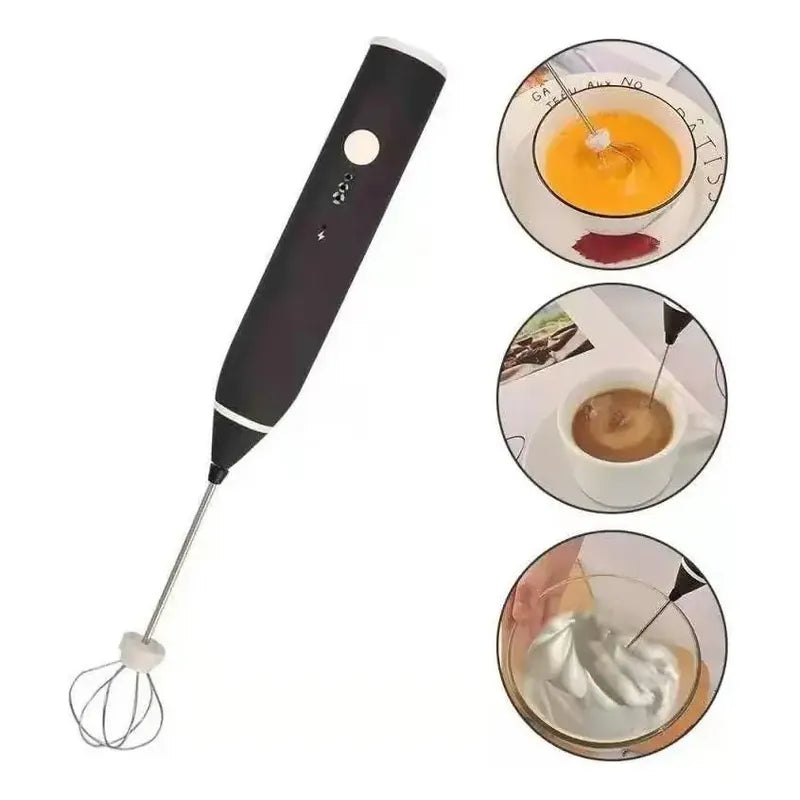 Mini Batidor Revolvedor De Café Y Espuma Leche Recargable Color Negro-228094-262242 B45