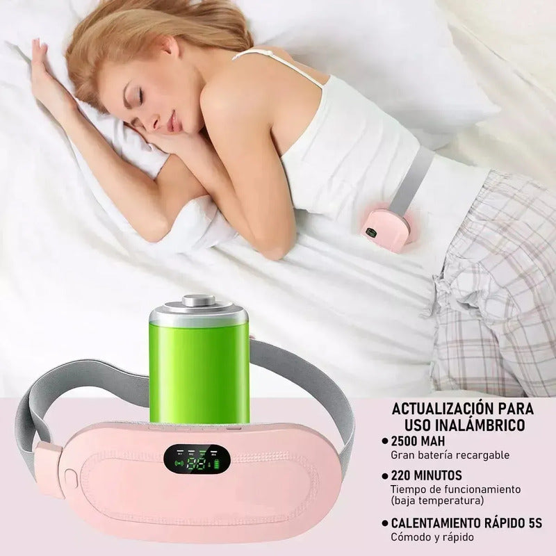 Cinturón Calentador Usb Para Cólicos Menstruales Con Masaje Y Terapia De Calor Abdominal Portátil Rosa