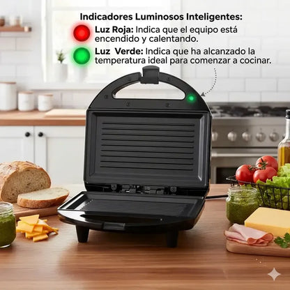 Sandwichera Electrica Grill 2 En 1 Tostadora De Pan 1200w Negro