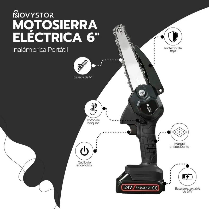 Motosierra Eléctrica Inalambrica Portátil De 6 Pulgadas Negro