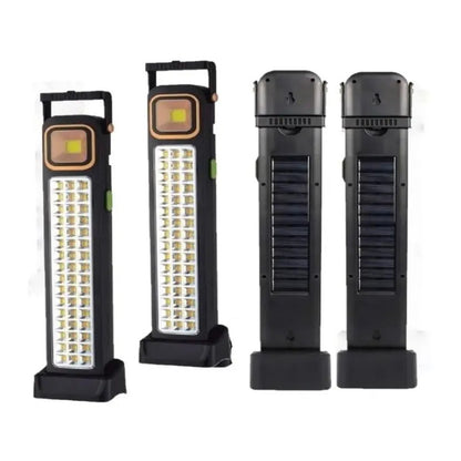 Pack X2 Lampara De Emergencia Solar 48 Led Negro