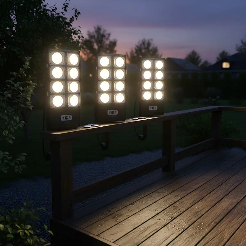 Pack X3 Foco Luminaria Para Pared Exterior Led Solar 400w  Negro