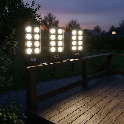 Pack X3 Foco Luminaria Para Pared Exterior Led Solar 400w  Negro