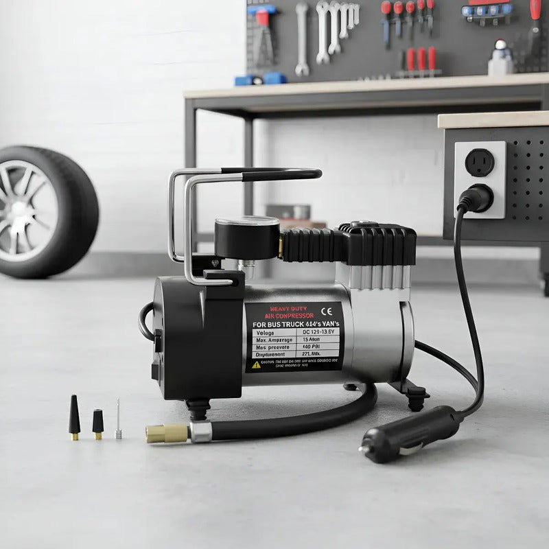 Compresor de Aire Portátil 12V 150 PSI Inflador Neumáticos Auto Moto Plateado FIGGOS