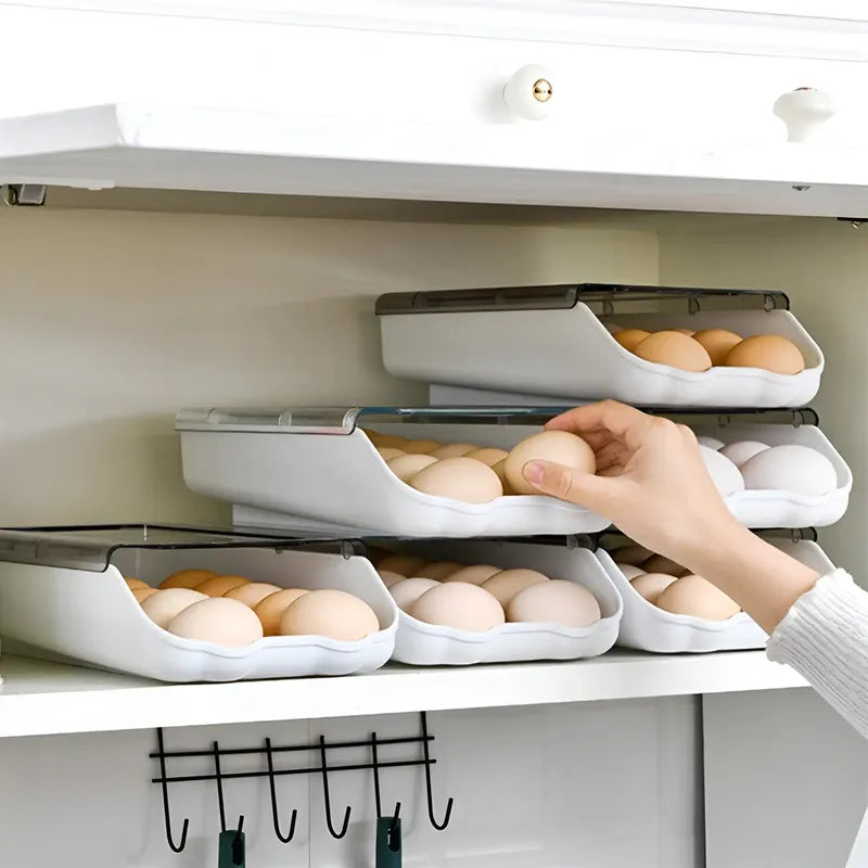 Pack X2 Bandeja Organizadora Porta Huevos Apilable Blanco